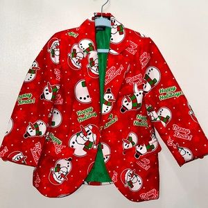 Suitmeister Boys Christmas Holiday Snowman Button Down Dressy Blazer Jacket 4-6